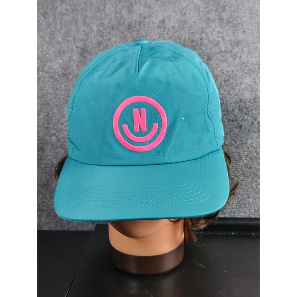 Neff Teal Hat Smiley Face Logo Adjustable SnapBack‎ Cap Aqua Pink Casual Summer - Picture 1 of 8